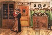 Carl Larsson Tuixt Christmas and New Years oil on canvas